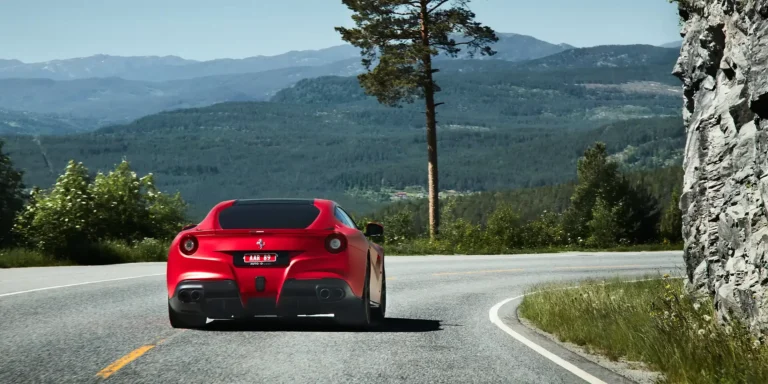 ferrari on mountain road