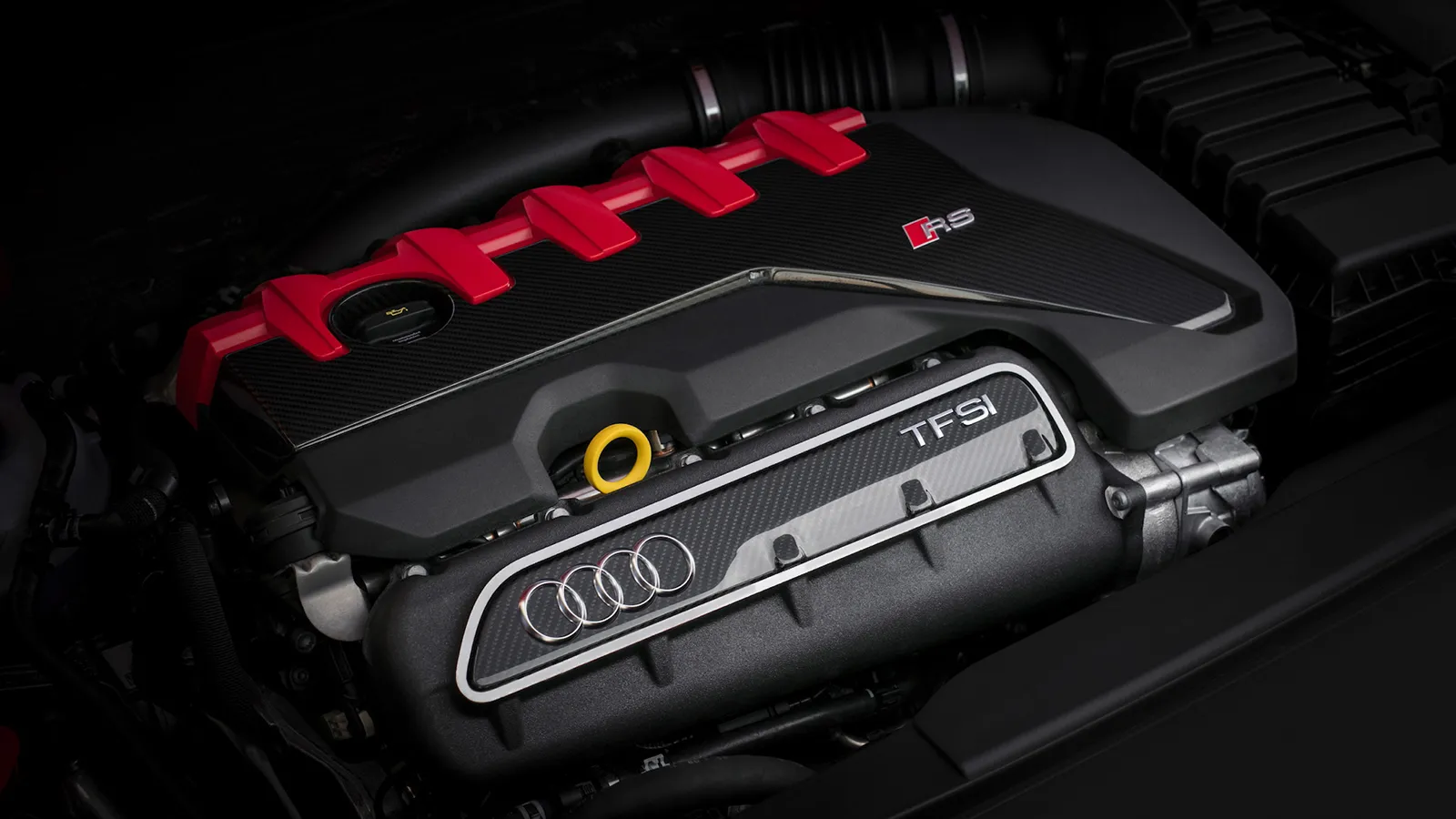 Audi RS3 2.5 litre five cylinder turbo engine with RS branding