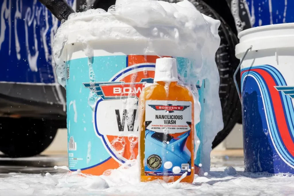 bowdens own car detailing kit with bucket grit guard and shampoo