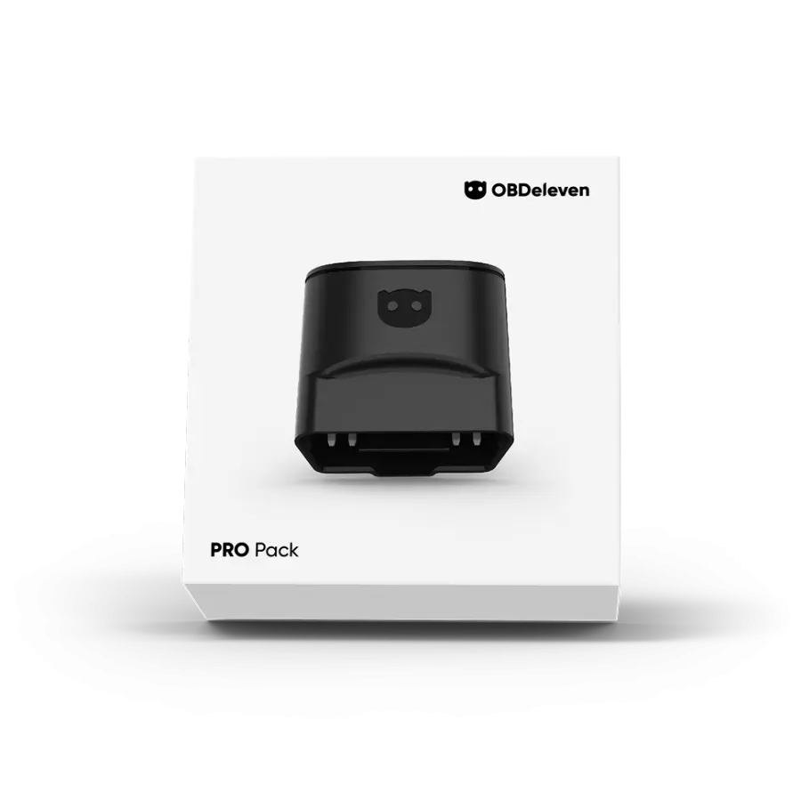 OBDeleven V3 PRO Pack box showing the Bluetooth adapter and PRO Pack branding