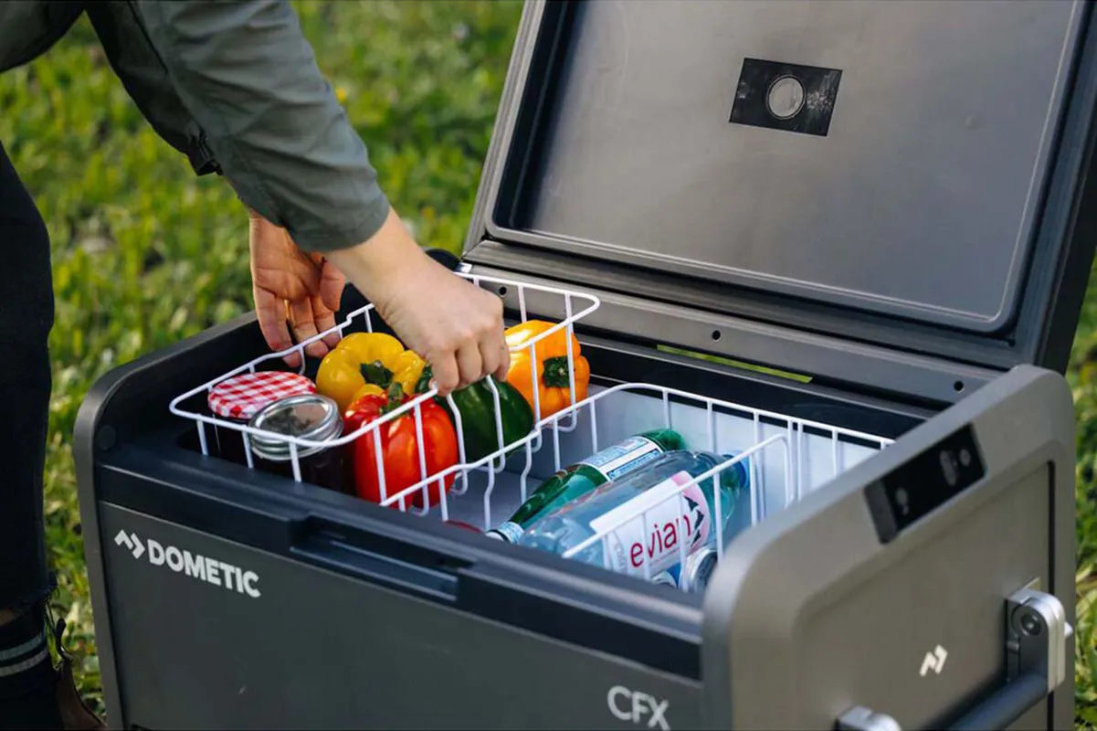 Packing capsicums into the Dometic CFX5 55's removable wire storage basket