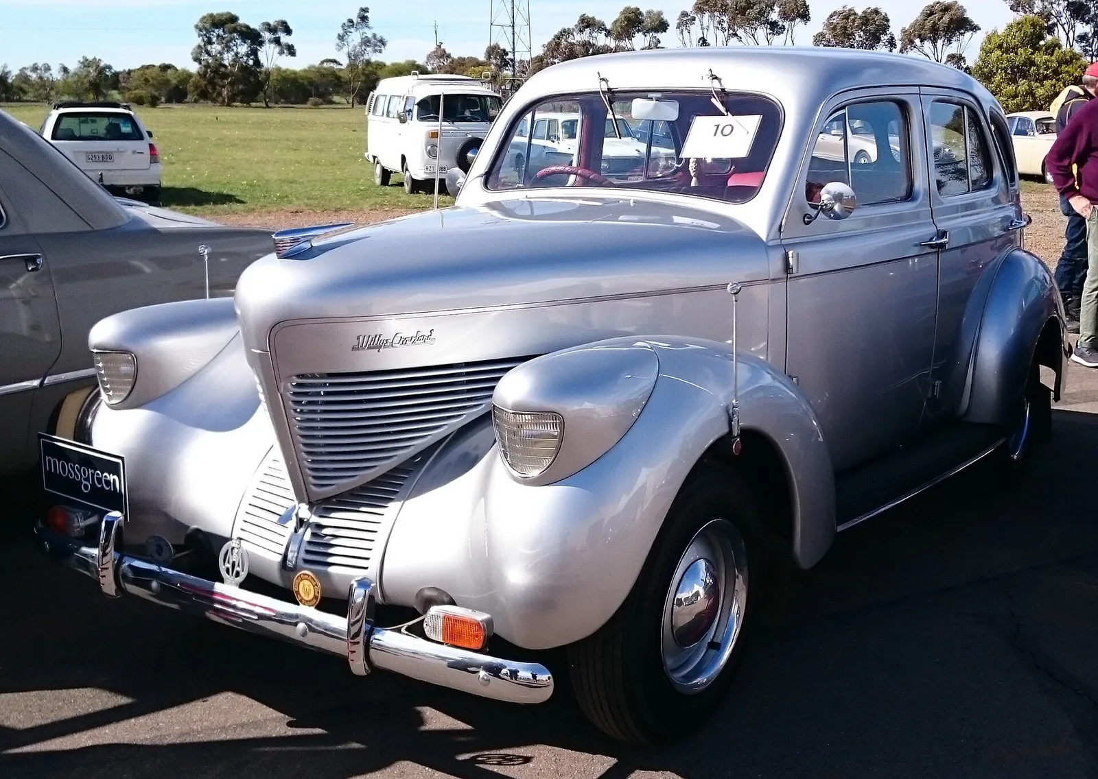 Silver 1939 Willys with Holden body offered as Lot 10 at a collection auction at Mallala, South Australia