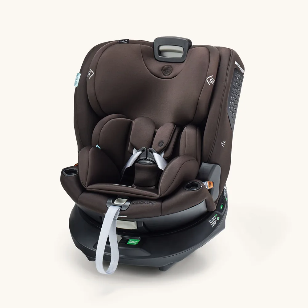 Maxi-Cosi Raia 360 GCELL rotating convertible car seat in Espresso, forward-facing three-quarter studio view