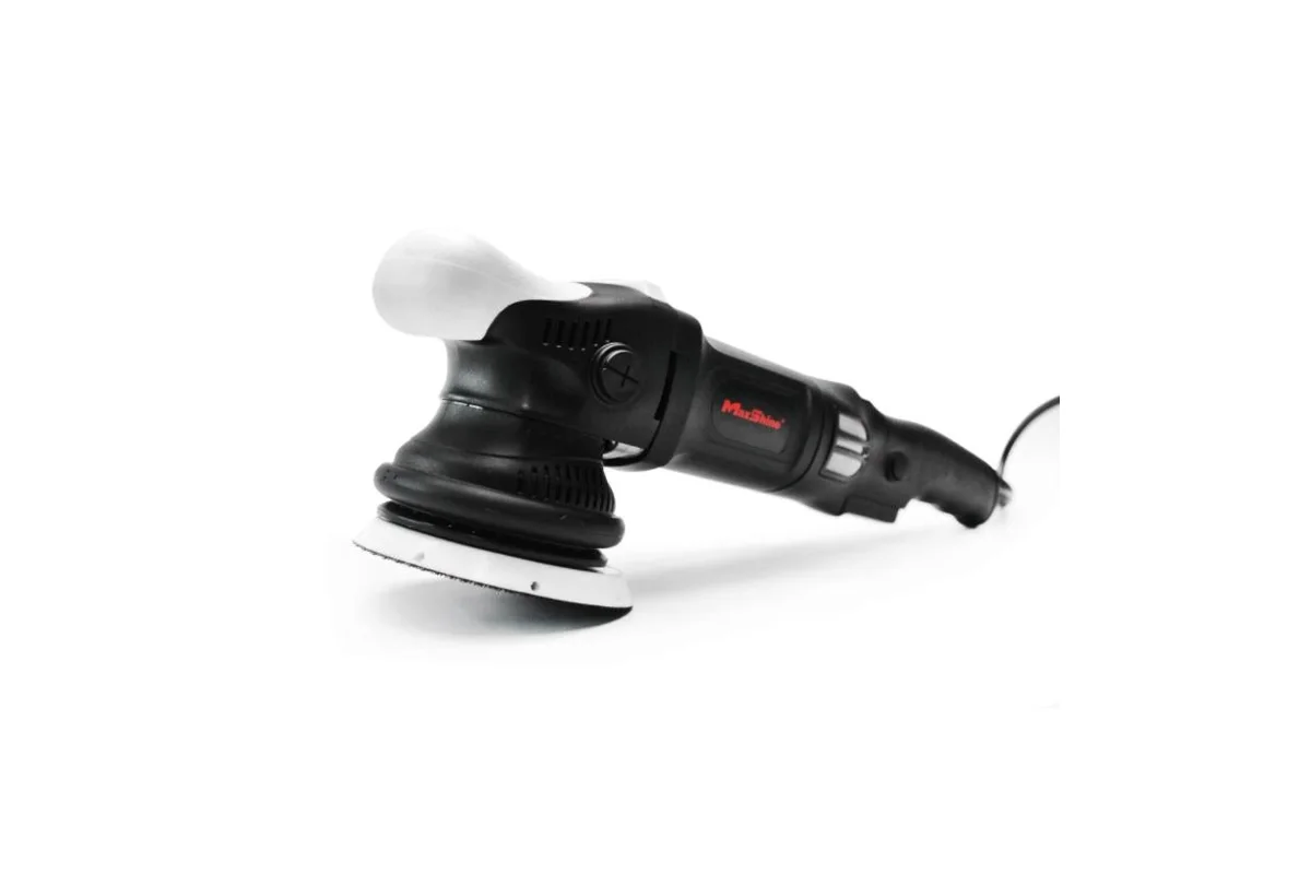 Maxshine M15 Pro long-throw 15mm dual action polisher in black and red with a white backing plate
