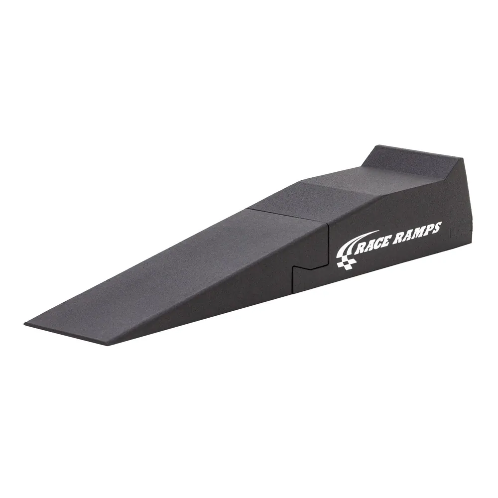 Single Race Ramps RR-56-2 two-piece foam car ramp showing the long, low 10.8-degree incline and platform
